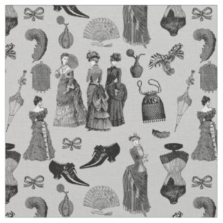 Tela victorian era fashion women toile black white