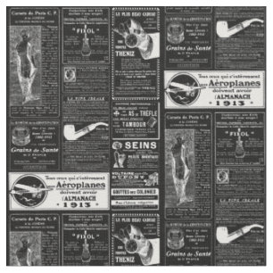 Tela victoriano de periódico antiguo francés negro