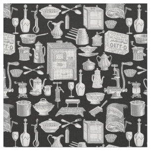 Tela victoriano negro con toile antiguo de cocina vinta