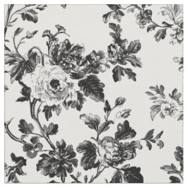 Tela Vid floral en blanco y negro