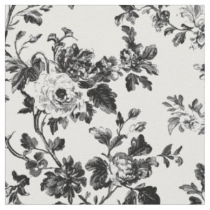 Tela Vid floral en blanco y negro