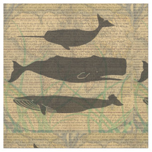 Tela Vida marina náutica de ballena antigua