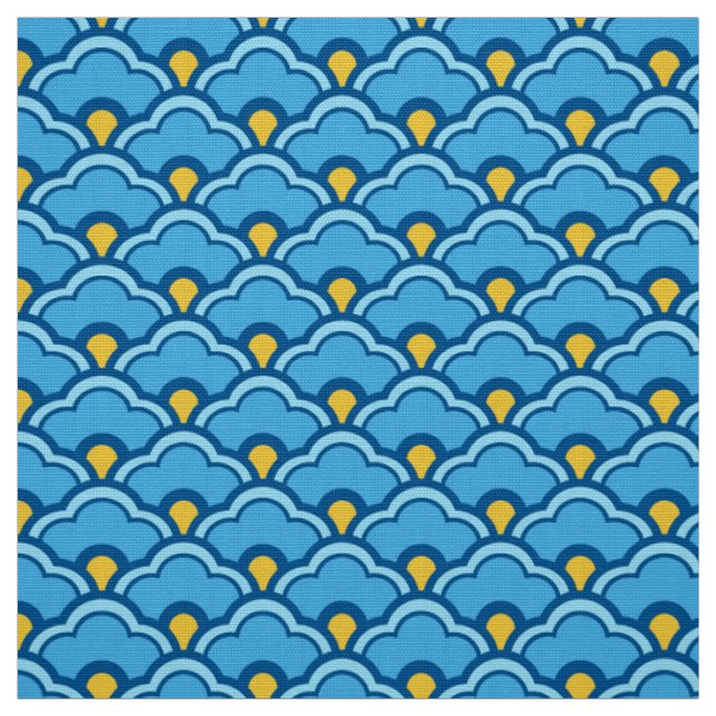 Tela Vieiras chinas, turquesa y Aqua (Retal)