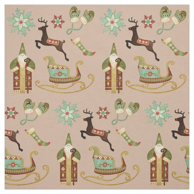 Tela Viejo navidad de la moda en moreno (Retal)