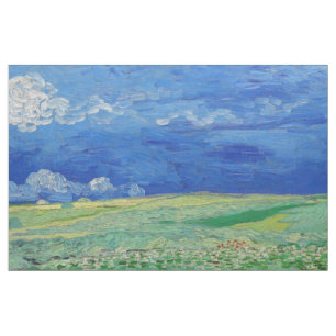 Tela Vincent van Gogh - Campos de trigo bajo nubes de t
