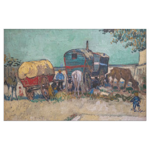 Tela Vincent Van Gogh - Caravanas, campo gitano cerca d