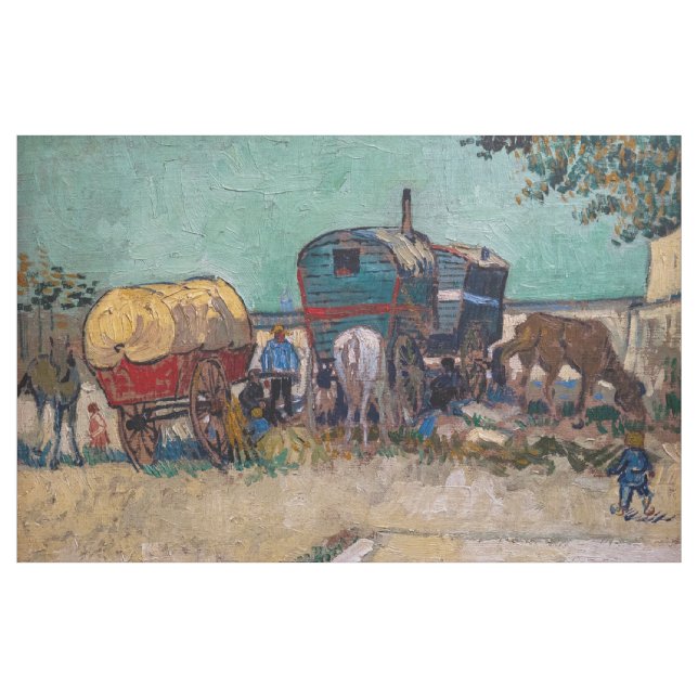Tela Vincent Van Gogh - Caravanas, campo gitano cerca d (Yarda)