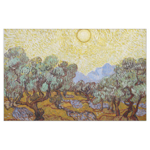 Tela Vincent van Gogh - Olivos, cielo amarillo y sol