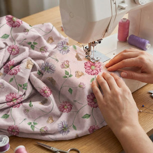 Tela Vino floral rosa y púrpura  