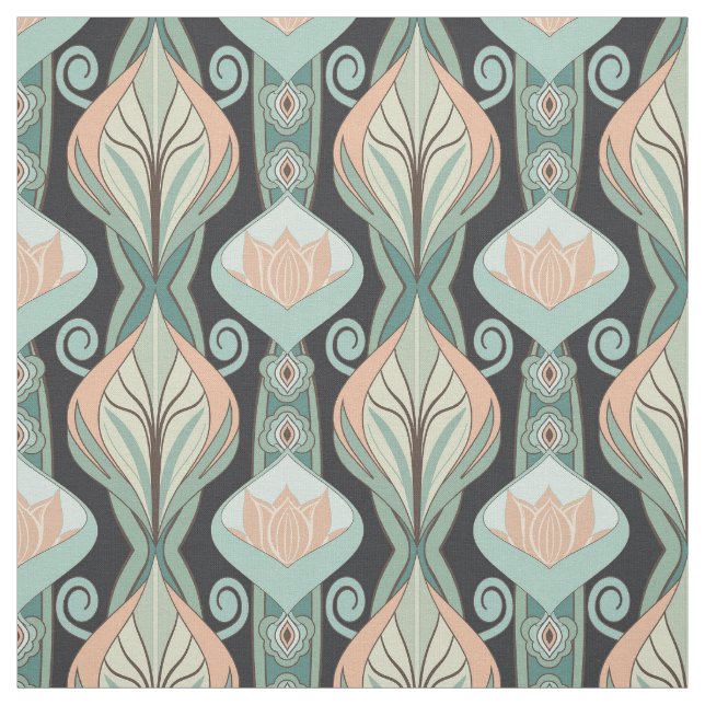 Tela Vintage Abstract Botanical Art Nouveau Pattern (Retal)