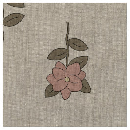 Tela Vintage Beige Floral Botanical Natural Linen