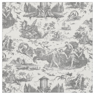 Tela Vintage Chariot francés de Dawn Toile de Jouy-Gray