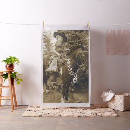 Tela Vintage Chica Occidental En Caballo -Lg. Imprimir