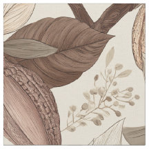 Vintage Cocoa Pods and Leaves Botanical Art