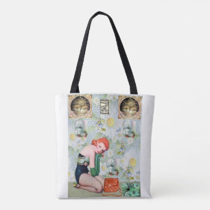Tela vintage de bolso tote