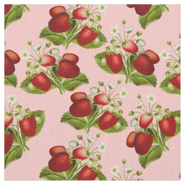 tela vintage de fresas (De cerca)