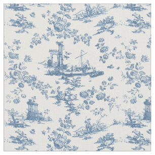 Tela Vintage English Floral Toile de Jouy-Blue
