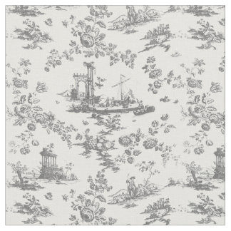 Tela Vintage English Floral Toile de Jouy-Gray