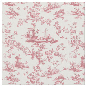 Tela Vintage English Floral Toile de Jouy-Pink