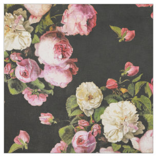 Tela Vintage Faded Rosa y Rosas Blancas