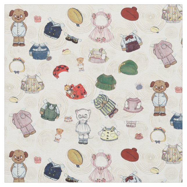 Tela Vintage Fido y Kitty Dolly Dingle Paper (De cerca)