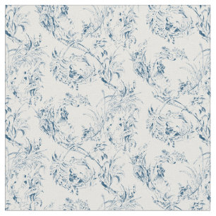 Tela Vintage Floral Fantasía Fantasía Francesa-Azul