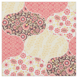 Tela Vintage Floral Patrón marroquí amarillo y rosa