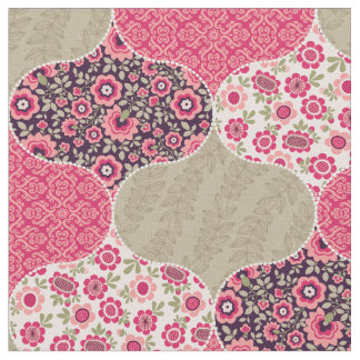 Tela Vintage Floral Patrón Marroquí Profundo Rosa