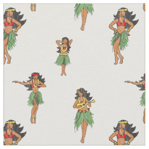 Tela Vintage Hula Dancing Chicas Hawaiian Pattern