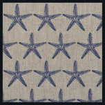 Tela Vintage Navy Blue Starfish Monograma Lino costero<br><div class="desc">Este vintage diseño de estrella de mar azul marino se encuentra en un fondo de lino natural de color y tiene un monograma opcional en el centro, lo que lo convierte en un diseño perfecto para una costera personalizada, tela de casa de playa. (No dude en borrar el monograma si...</div>