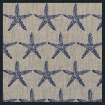 Tela Vintage Navy Blue Starfish Monograma Lino costero<br><div class="desc">Este vintage diseño de estrella de mar azul marino se encuentra en un fondo de lino natural de color y tiene un monograma opcional en el centro, lo que lo convierte en un diseño perfecto para una costera personalizada, tela de casa de playa. (No dude en borrar el monograma si...</div>