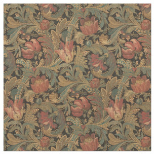 Tela Vintage Orinoka Mills Patrón Vino Floral