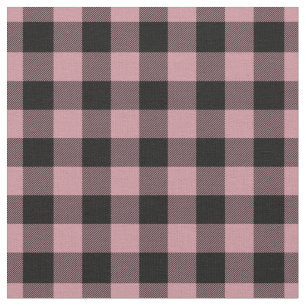 Tela Vintage rosa y cuadros gingham negros