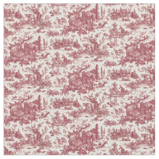 Tela Vintage Rustic Farm French Toile-Red & Tan