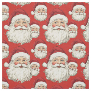 Tela Vintage Santa Face Red
