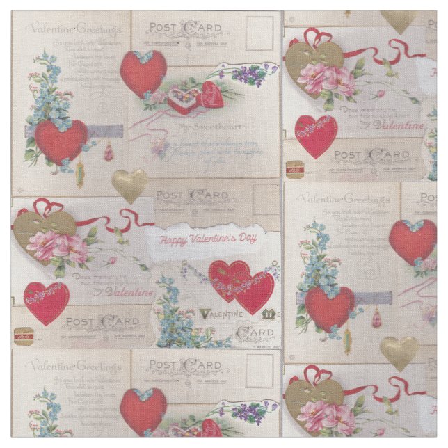 Tela Vintage Valentines (De cerca)