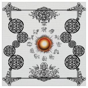 Tela Vintage Zodiac Radiante Sol Art Deco Diseño Fabri