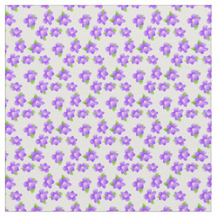Tela Violetas púrpura en el patrón floral blanco