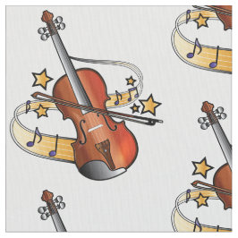 Tela Violín y arco con las notas y las estrellas