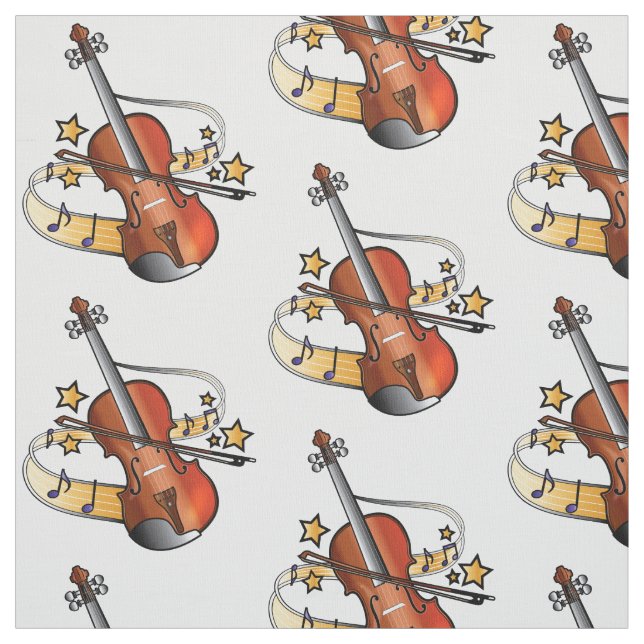 Tela Violín y arco con las notas y las estrellas (Retal)