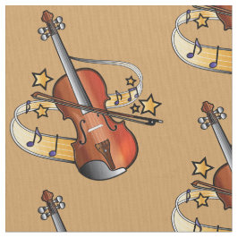 Tela Violín y arco con las notas y las estrellas