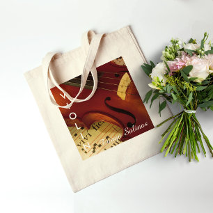Tela Violinista personalizado bolso del nombre el   de