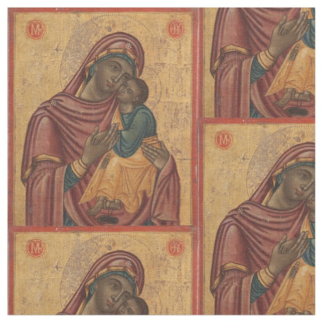 Tela Virgen María con Niño (De cerca)
