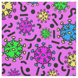 Tela Virus de los años 80 en tejido rosa