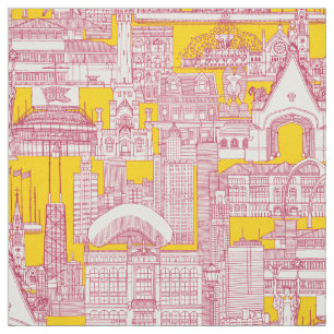 Tela Vivo magenta viviente de Chicago amarillo