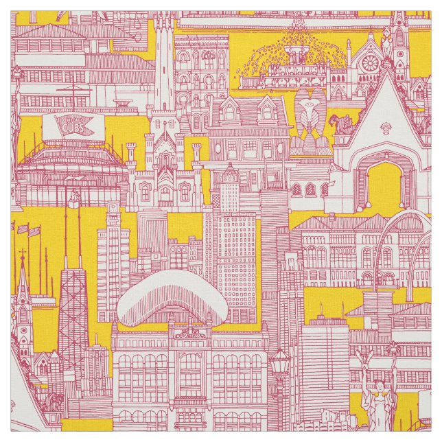 Tela Vivo magenta viviente de Chicago amarillo (Retal)
