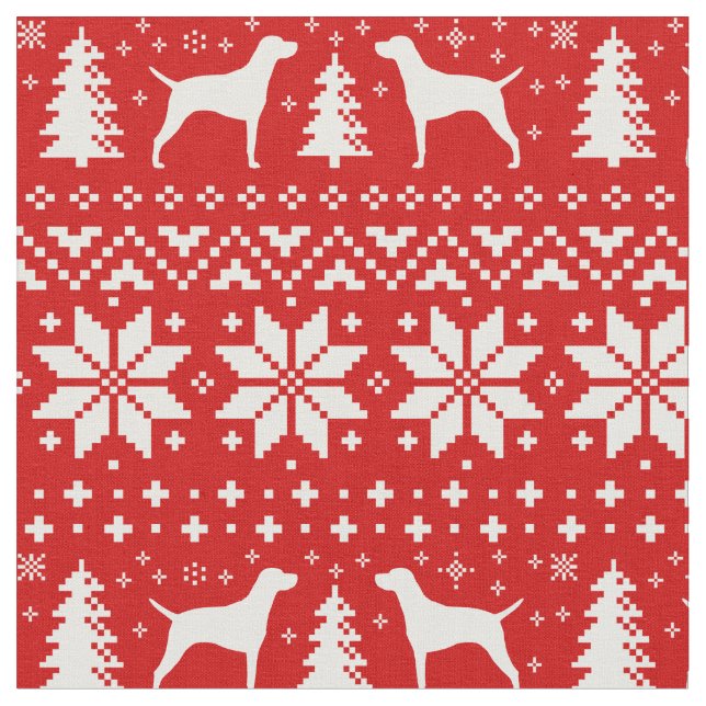 Tela Vizsla siluetea rojo del modelo del navidad (De cerca)