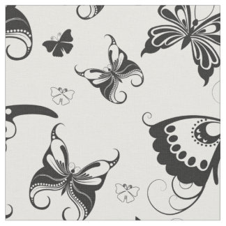 Tela Vuelo de mariposa Negro y Blanco 2