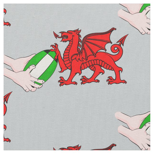 Tela Wales Rugby Team Dragon con bola de rugby (De cerca)