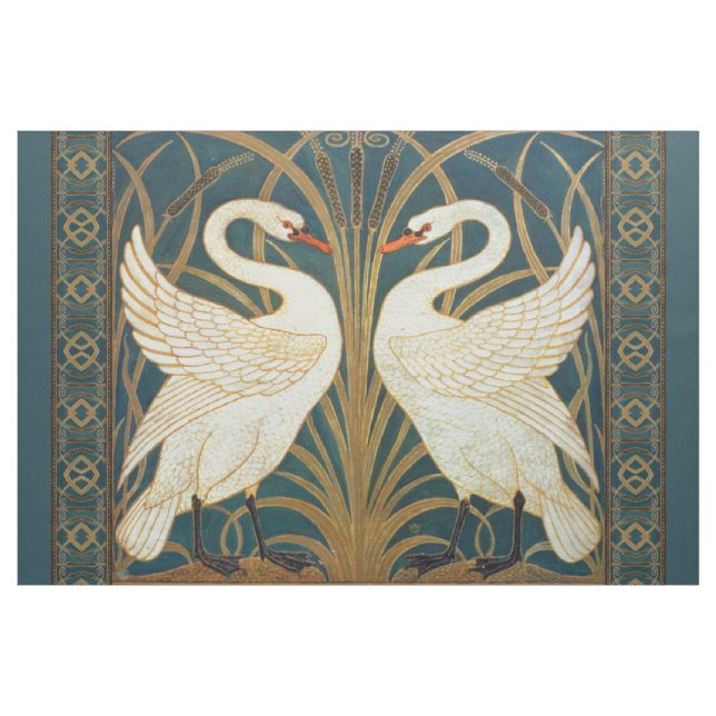 Tela Walter Crane Swan, Rush E Iris Art Nouveau (Yarda)